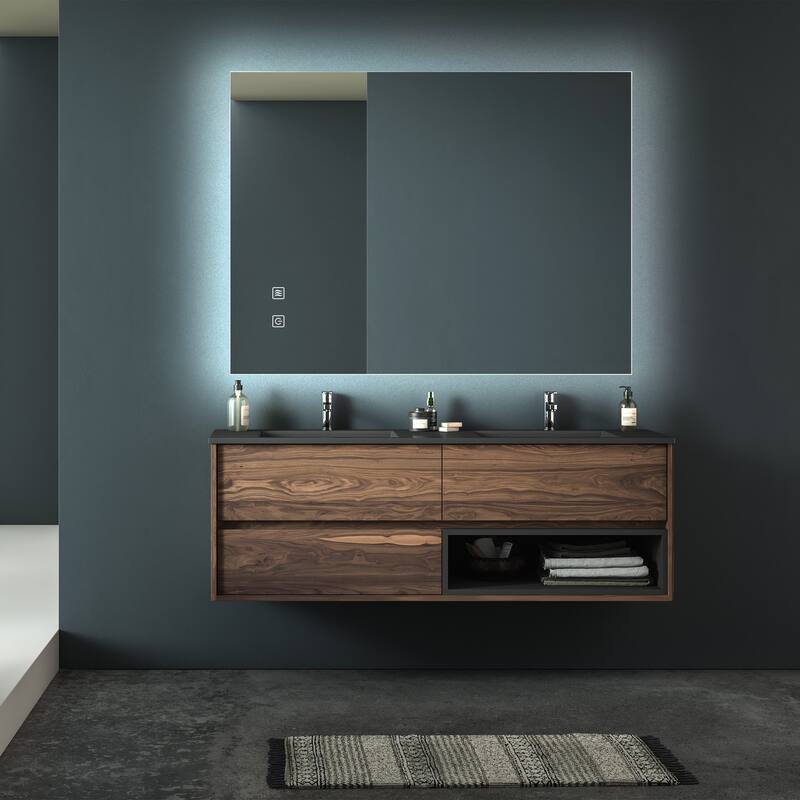 Bathroom LED Cosmetic Mirror with 3 Adjustable Color Temperatures - 36"x28"