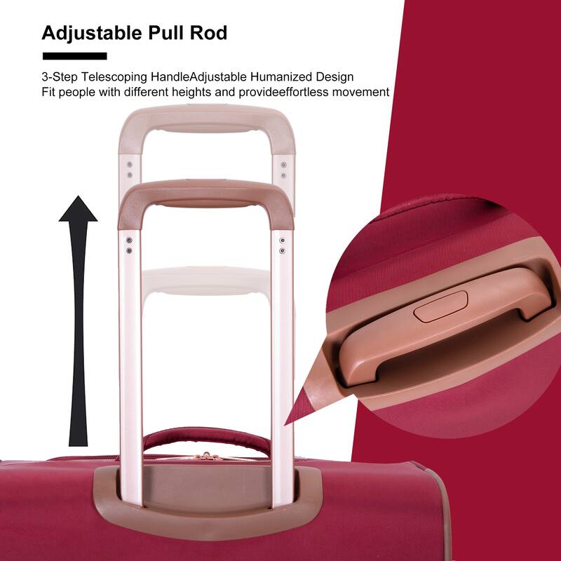 Lightweight 4-Piece Softshell Suitcase Set with Terylene Fabric, 360° Spinner Wheels, TSA Lock