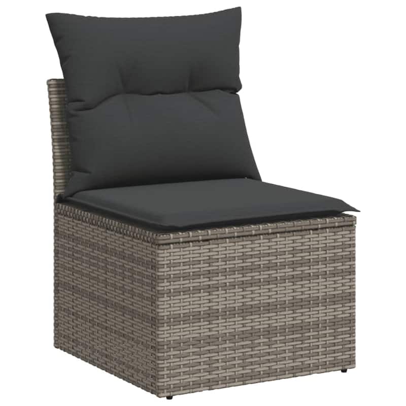 vidaXL Patio Sofa Set with Cushions Outdoor Furniture 7 Piece Poly Rattan - 21.7 x 39.4 x 28.7 in