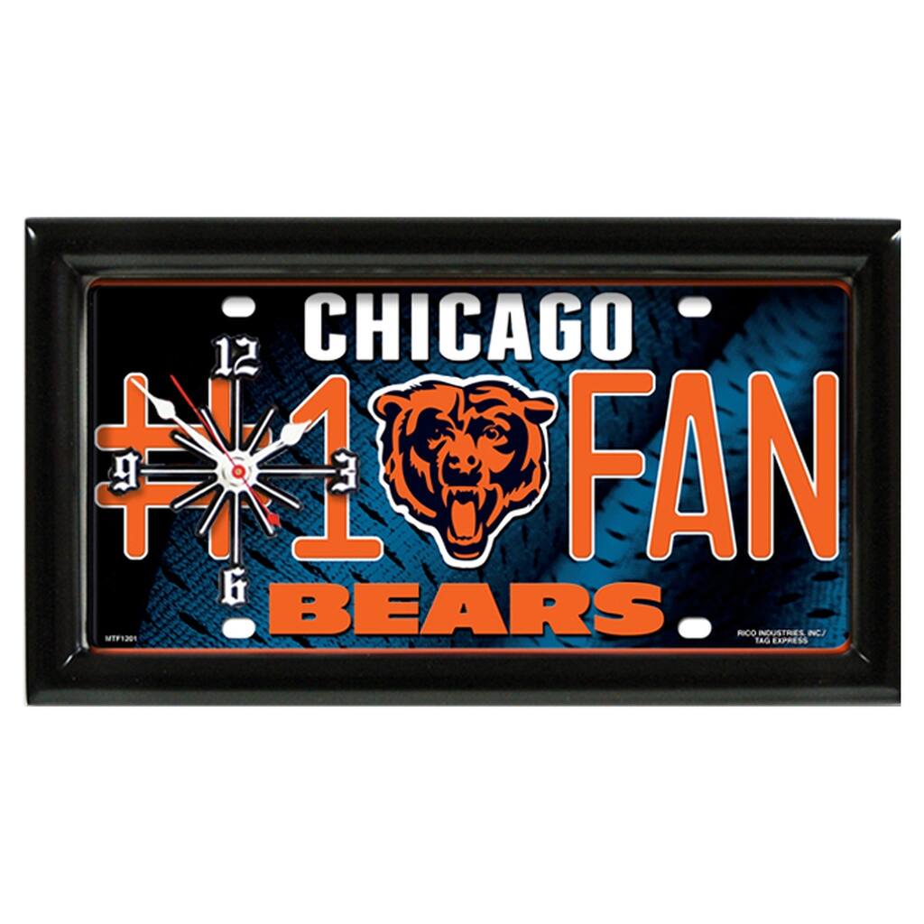 NFL Wall/Desk Analog Clock, #1 Fan with Team Logo - Chicago Bears