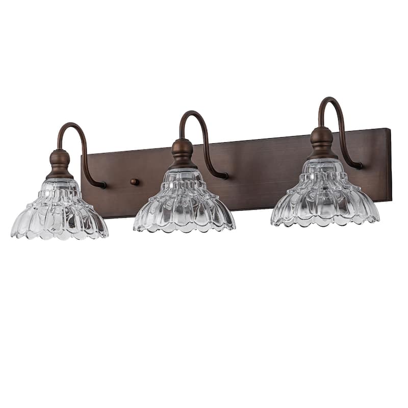3/4-Light Vintage Bathroom Vanity Light with Clear Trumpet Glass Shades