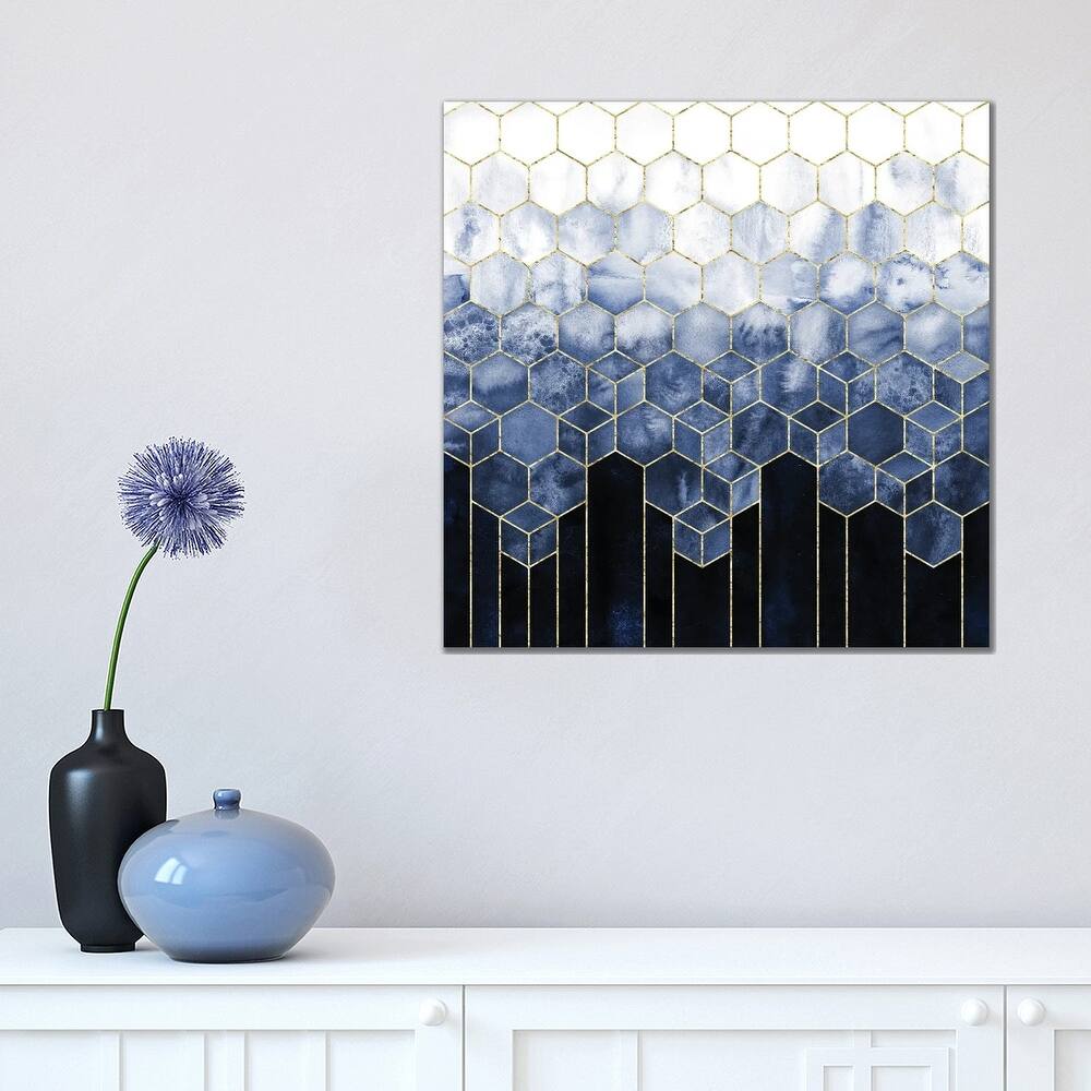 iCanvas "Geometric Cubes Modern Navy Blue and Gold Abstract Watercolor" by Nature Magick Canvas Print