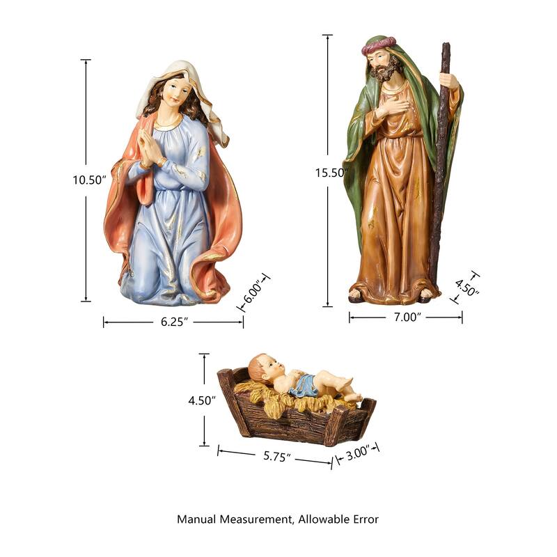 Glitzhome 12pcs Resin Christmas Nativity Figurines Set
