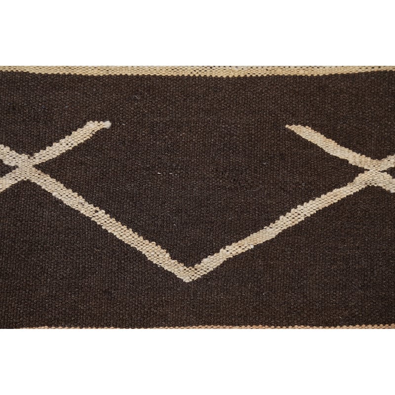 Natural Dye Kilim Oriental Staircase Runner Rug Hand-woven Wool Carpet - 3'5" x 12'8"