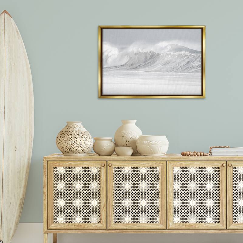 Stupell Cresting Beach Wave Framed Floater Canvas Wall Art Design By Maggie Olsen