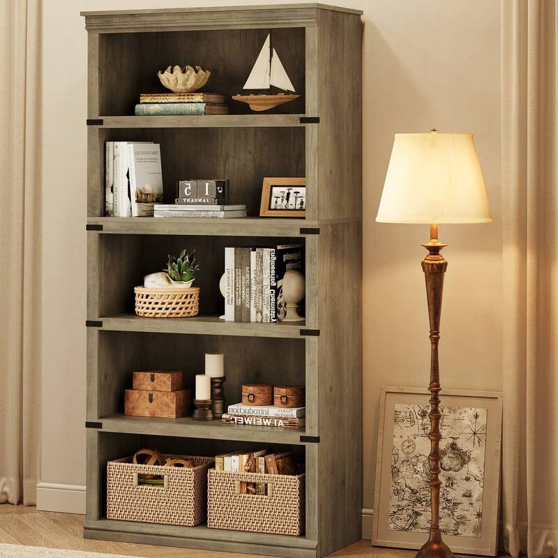 Standing Bookcase with 5 Tier Storage Open Shelves