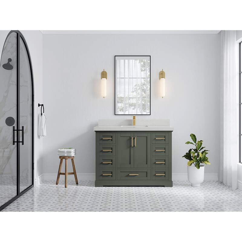 Willow Collection 48 in W x 22 in D x 36 in H Boston Single Bowl Sink Bathroom Vanity with Countertop