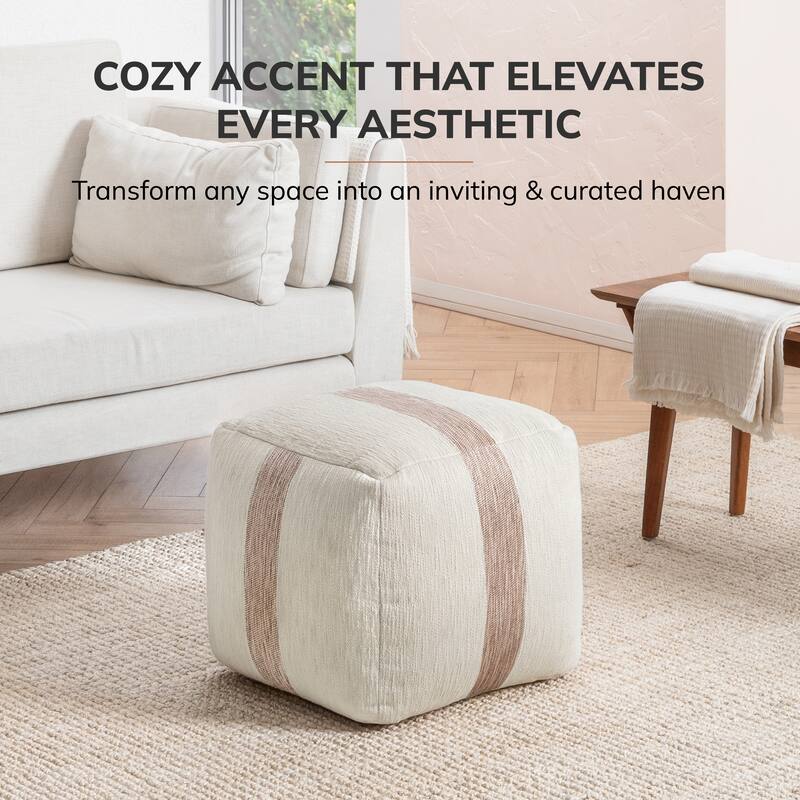 Jani 20-inch Ottoman Pouf - Handcrafted Handmade Ottoman for Seating, Footrest, Home Decor for Living Room, Bedroom
