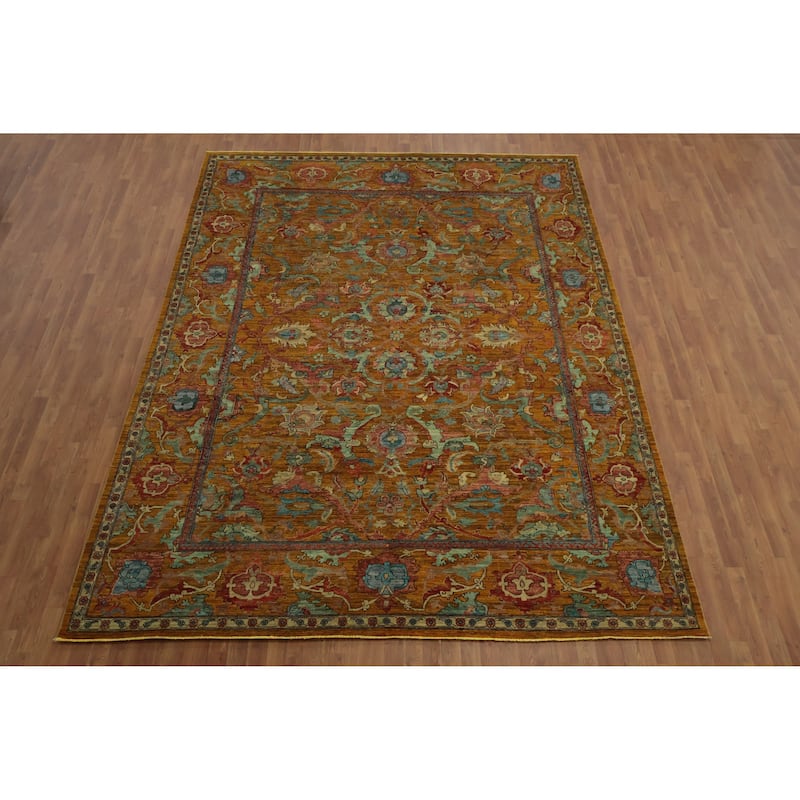 Hand Knotted Oriental 100% Wool Carpet Traditional All-Over Oranges & Rust Ziegler Area Rug - 12' 1'' X 9' 3''