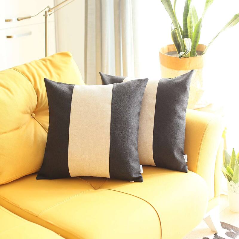 Boho-Chic Decorative Houndstooth Jacquard Pillow Covers 2 PCS - 18x18 - Black-Gray-Black