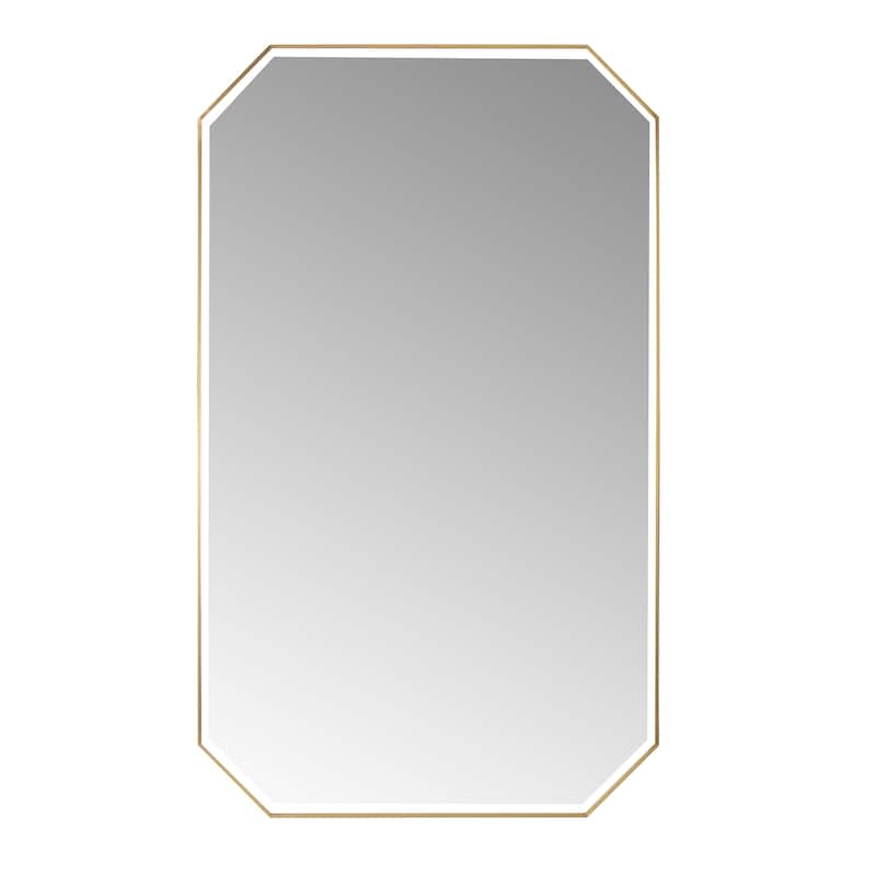 Sabadell Octagon Stainless Steel Framed Wall Mirror - 24"W x 40"H - Brushed Gold