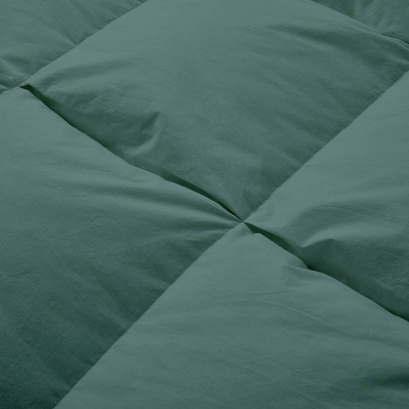 All Season 100% Cotton White Goose Feather Down Comforter with Pinch Pleat Design