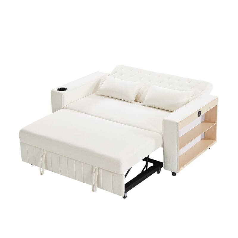 Pull-Out Sofa Bed Convertible Couch Loveseat Sofa Modern Sleeper Sofa With Adjustable Backrest