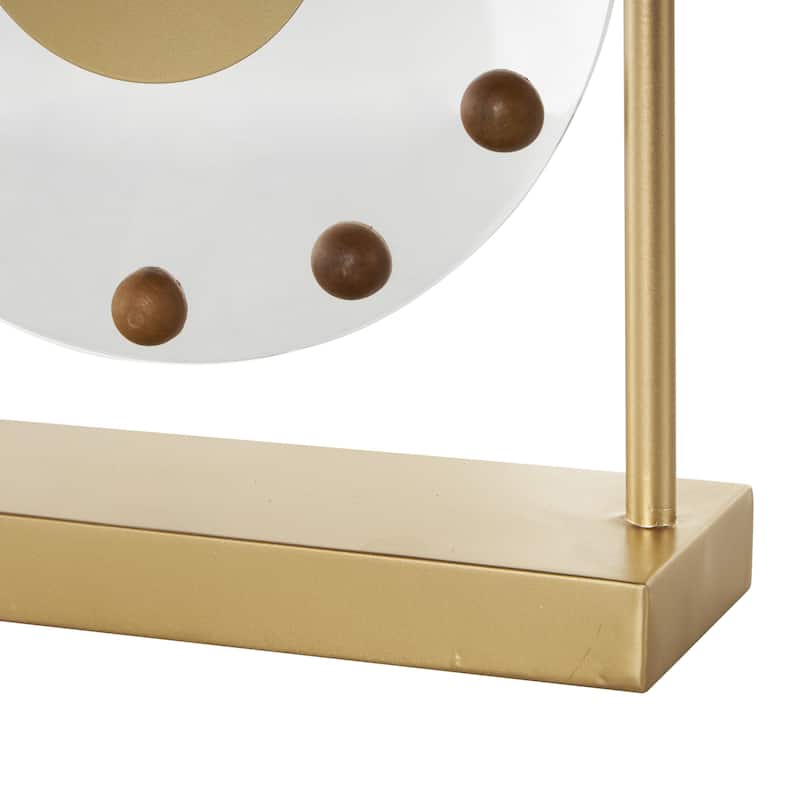 Metal Acrylic Face Clock with Wood Ball Accents - Gold or Black - Roche River Decor