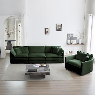 Modern Modular Sectional Sofa Set with Plush Chenille Cushions for Living Room and Bedroom or Home Office Use