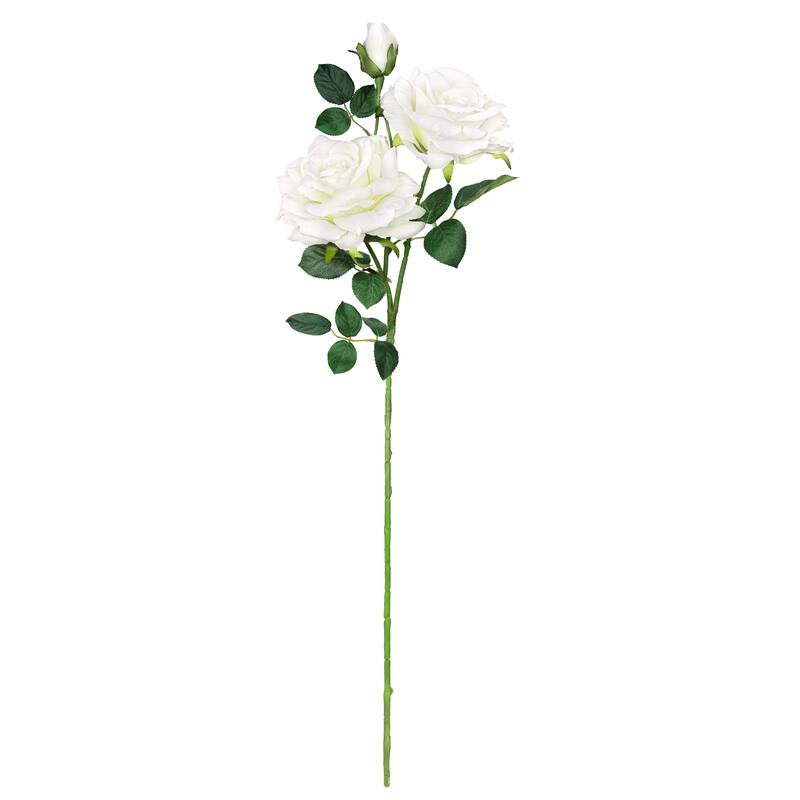Set of 2 Cream White Artificial Velvet Elegant Rose Flower Stem Spray 32in - 32" L x 7" W x 7" DP