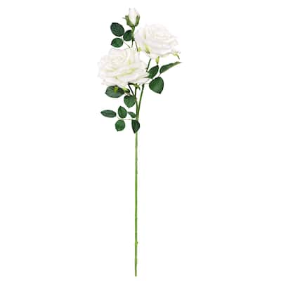 Set of 2 Cream White Artificial Velvet Elegant Rose Flower Stem Spray 32in - 32" L x 7" W x 7" DP