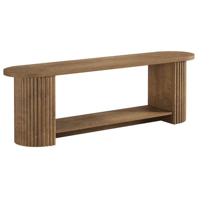 63" Fluted TV Stand, Farmhouse Entertainment Center Media Console Stand