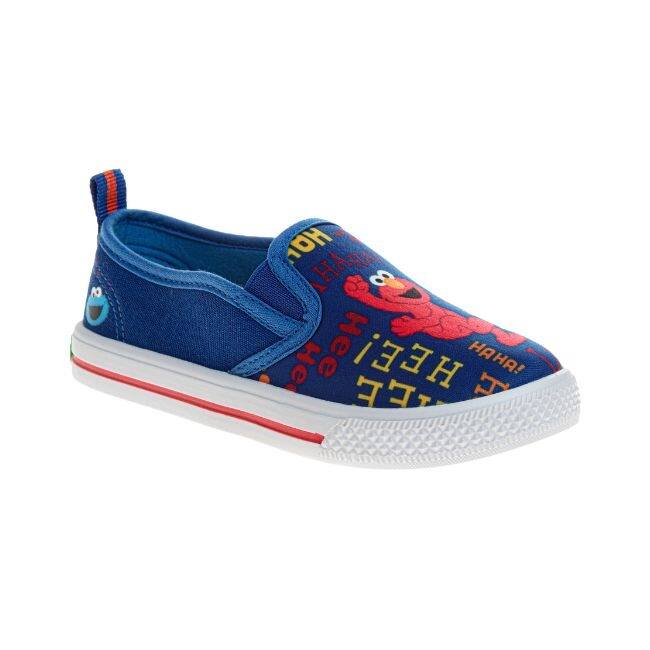 Sesame Street Kids Elmo and Cookie Monster Slip On Canvas Sneakers. (Toddler/Little Kids) - Navy - 5T