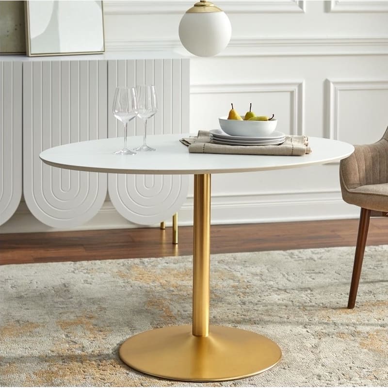 Simple Living Pisa Oval Table - White/Gold