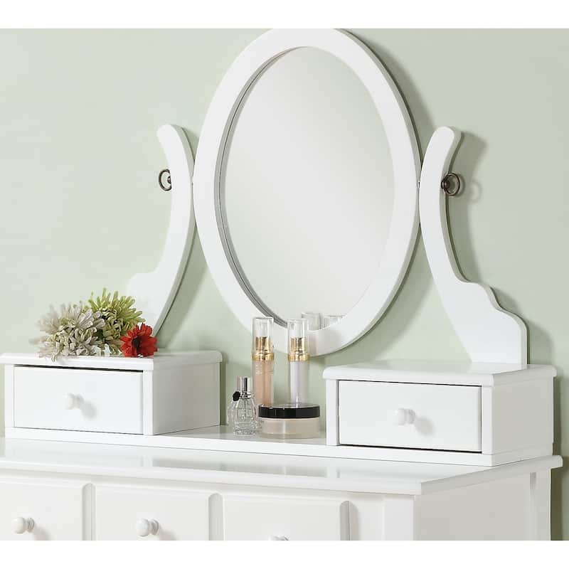 Wood Make-Up Vanity Table and Stool Set for Bedroom, White
