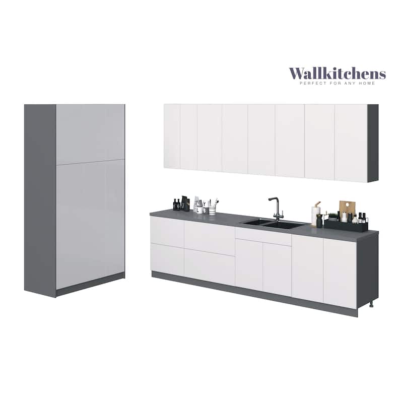 Kitchen Oasis Collection White Gloss Color Base Size 10Ft Wide - 123x50 - White
