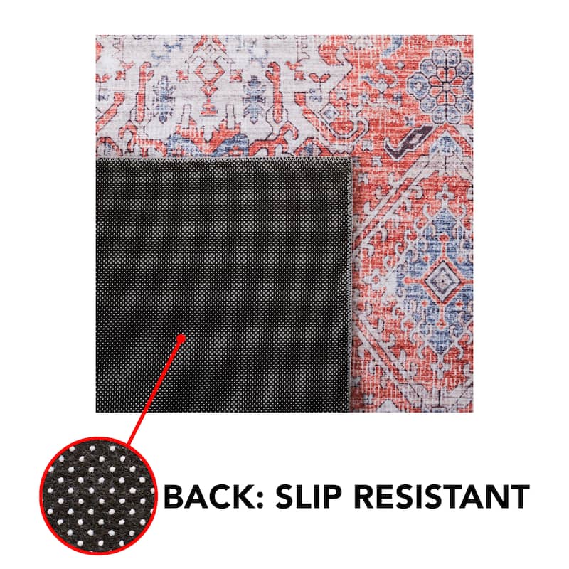 SAFAVIEH Tucson Machine Washable Slip Resistant Metije Oriental Distressed