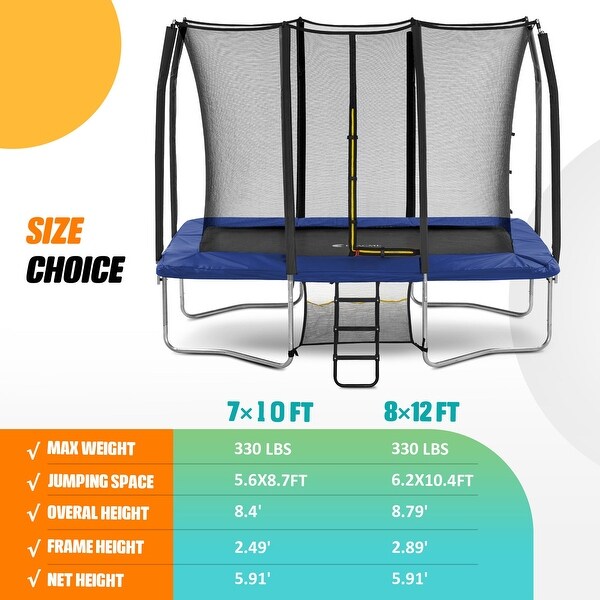 Exacme 7X10FT 8X12FT Rectangle Trampoline - Bed Bath & Beyond