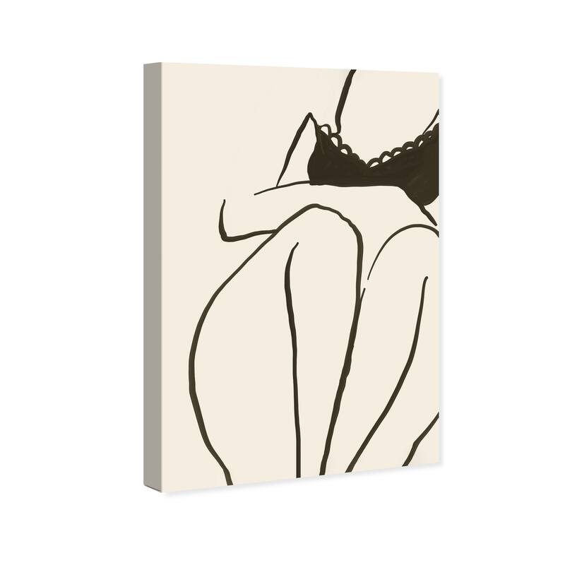 Wynwood Studio Canvas Fashion and Glam Just a Position Black and Cream White Modern & Contemporary Wall Art Canvas Print