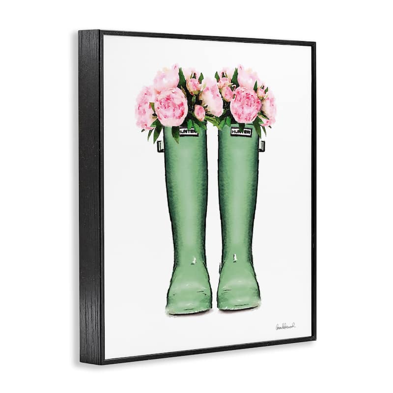 Stupell Country Boots with Peonies Framed Giclee Art Design By Amanda Greenwood