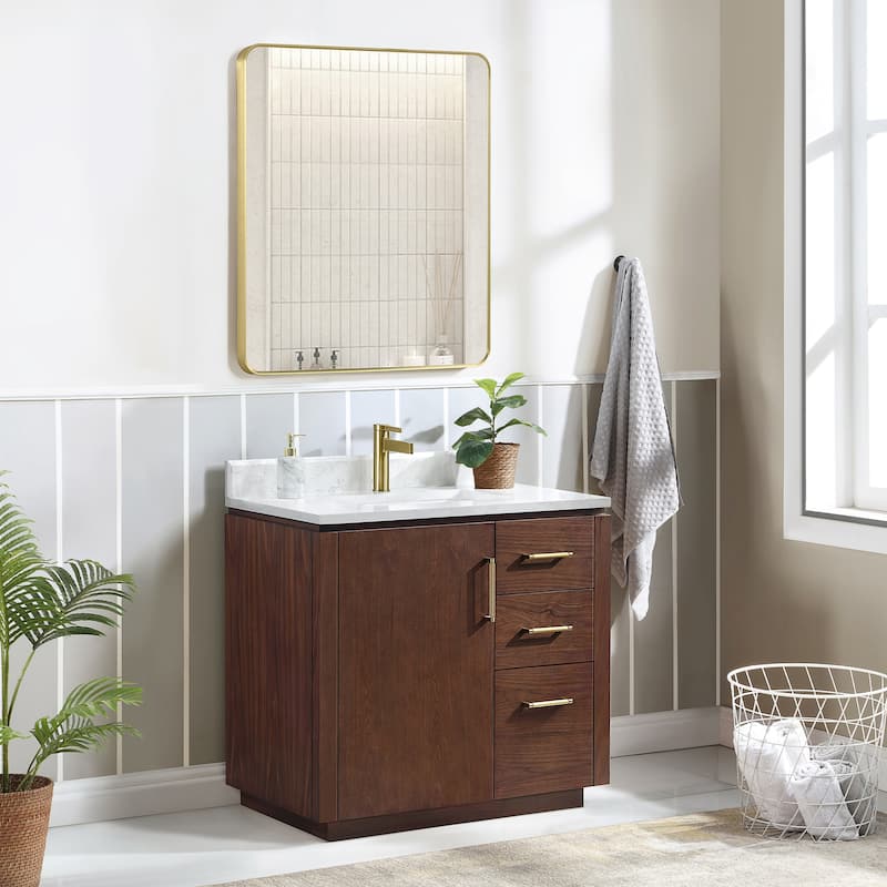 San Single Bath Vanity with Composite Stone Top without Mirror