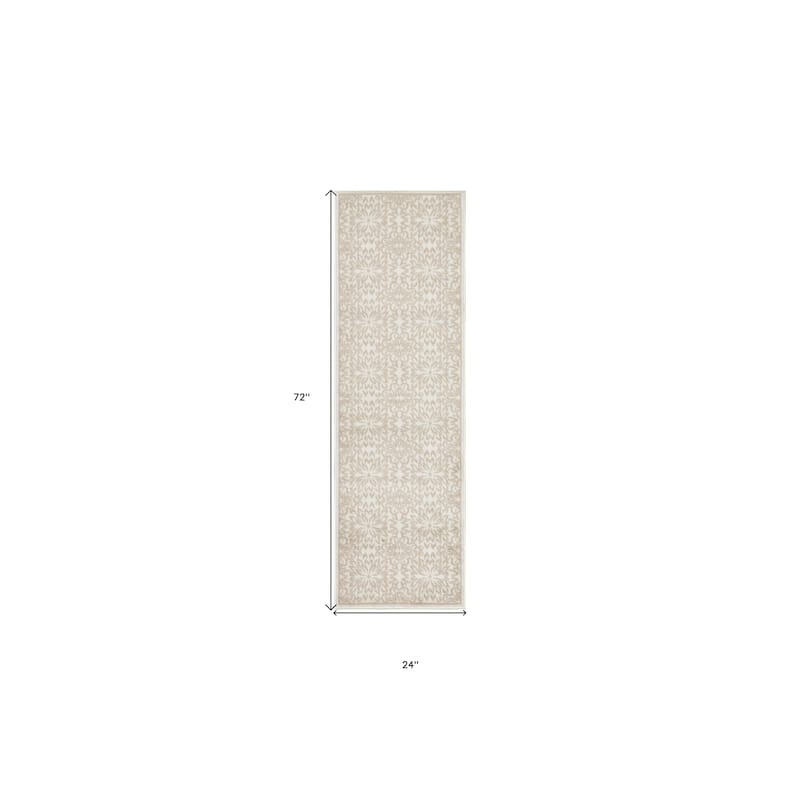 Bemak Power Loomed Abstract Floral Traditional Non Skid Stain Resistant Area Rug By HomeRoots - 72' X '24' X '0.5