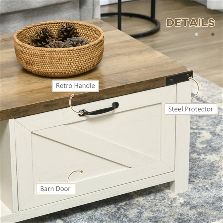 Coffee Table with 2 Open Shelves and 1 Drawer