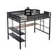 preview thumbnail 4 of 13, Metal Full Size Loft Bed with Wood Slat,Built-in Desk,2-tier Shelves