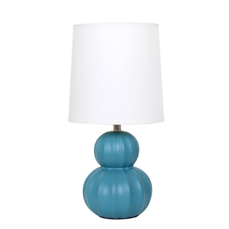 Stacked Double Gourd Ceramic Table Lamp with Tapered Shade - 12.5" - Teal Blue