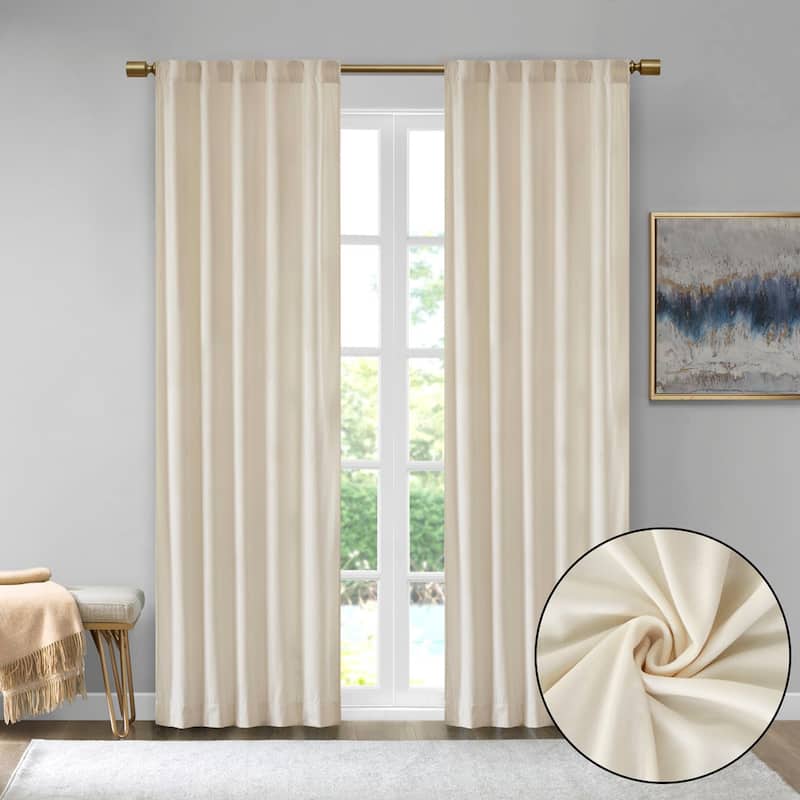 Room Darkening Metallic Printed Poly Velvet Rod Pocket/Back Tab Window Panel Pair - 63 Inches - Ivory