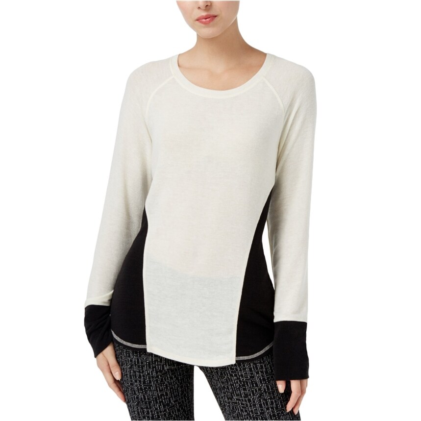 Simply Ravishing Two-Tone Brushed Knit Sweater Top w/ Elbow Patch Size: S-5X