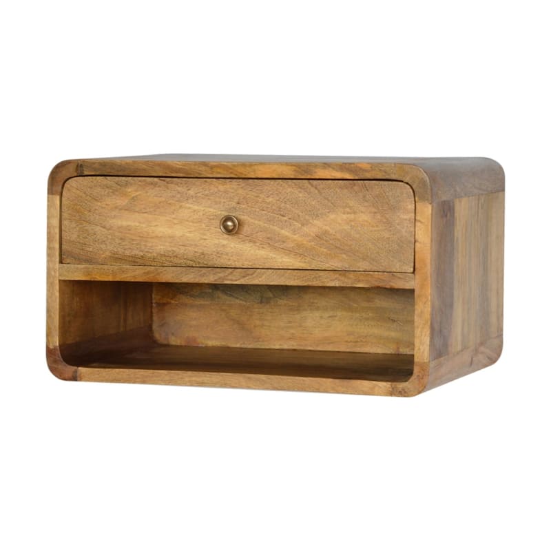 Artisan Furniture Solid Wood Floating Curve Open Slot Nightstand