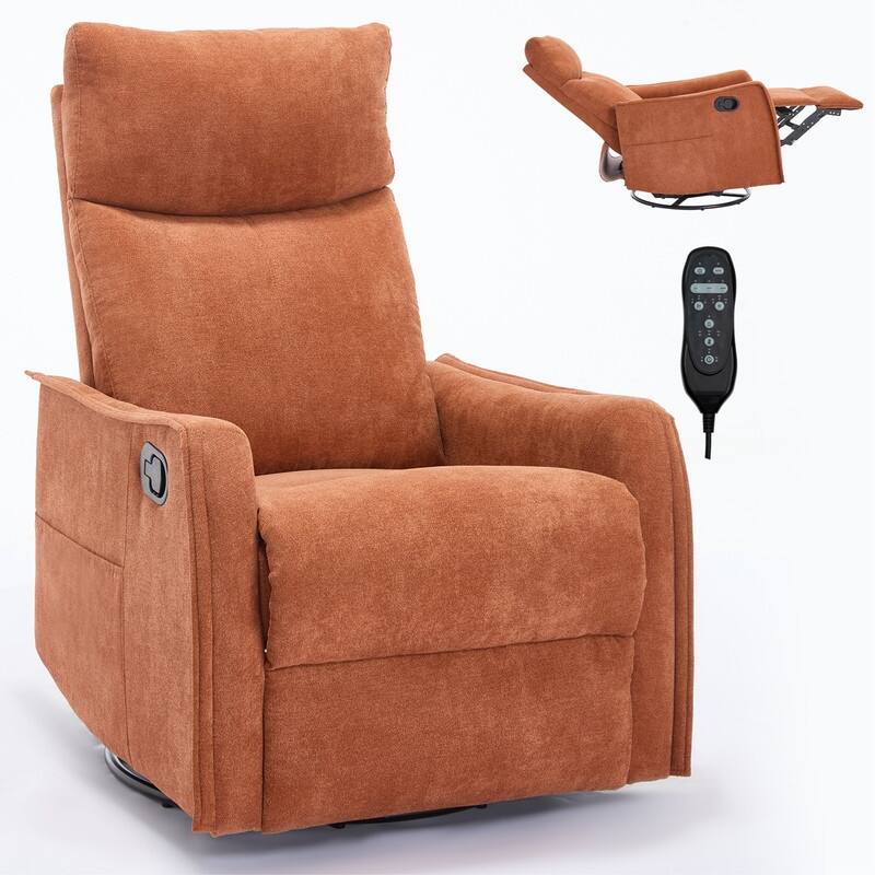 Heat Massage Manual Recliner Chair with Rocker and Swivel in Fabric for Living Room