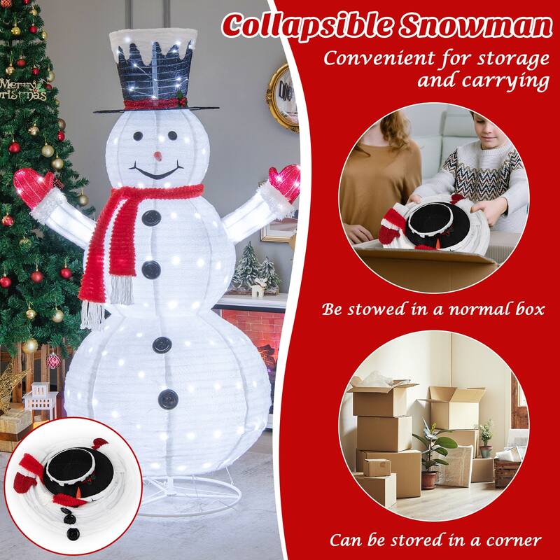 Gymax 6FT Pre-Lit Pop-Up Flannel Snowman Collapsible Christmas Decor - See Details