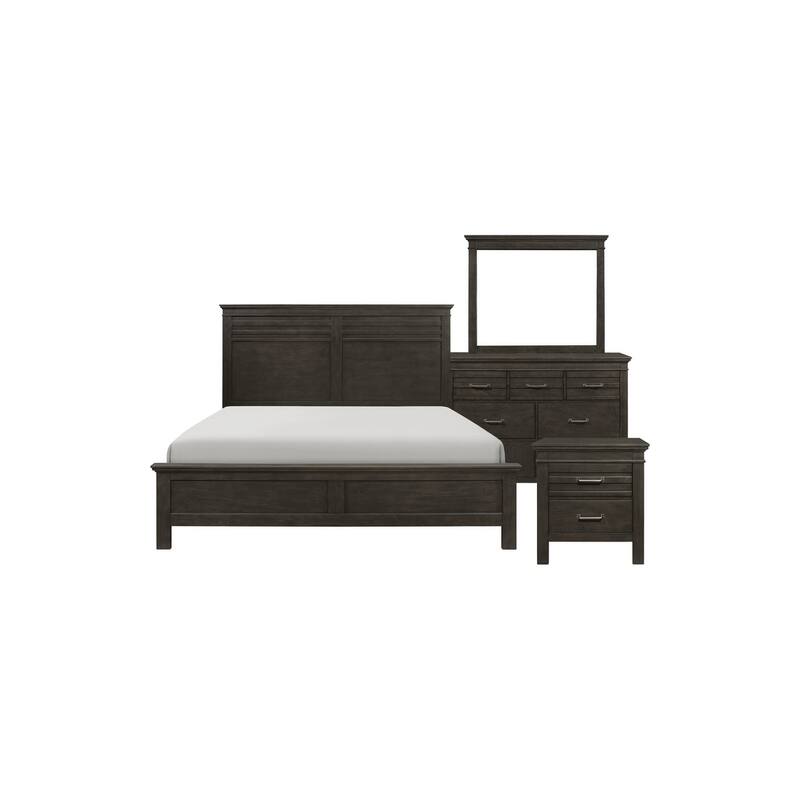 Hyacinthe 6 Piece Farm Charcoal Gray Modern Panel Bedroom Set