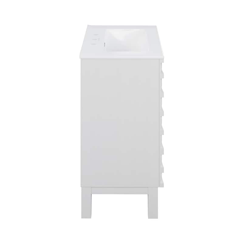 Cascade 24 In. White Oak Bathroom Vanity With White, 3-Hole Ceramic Sink Top
