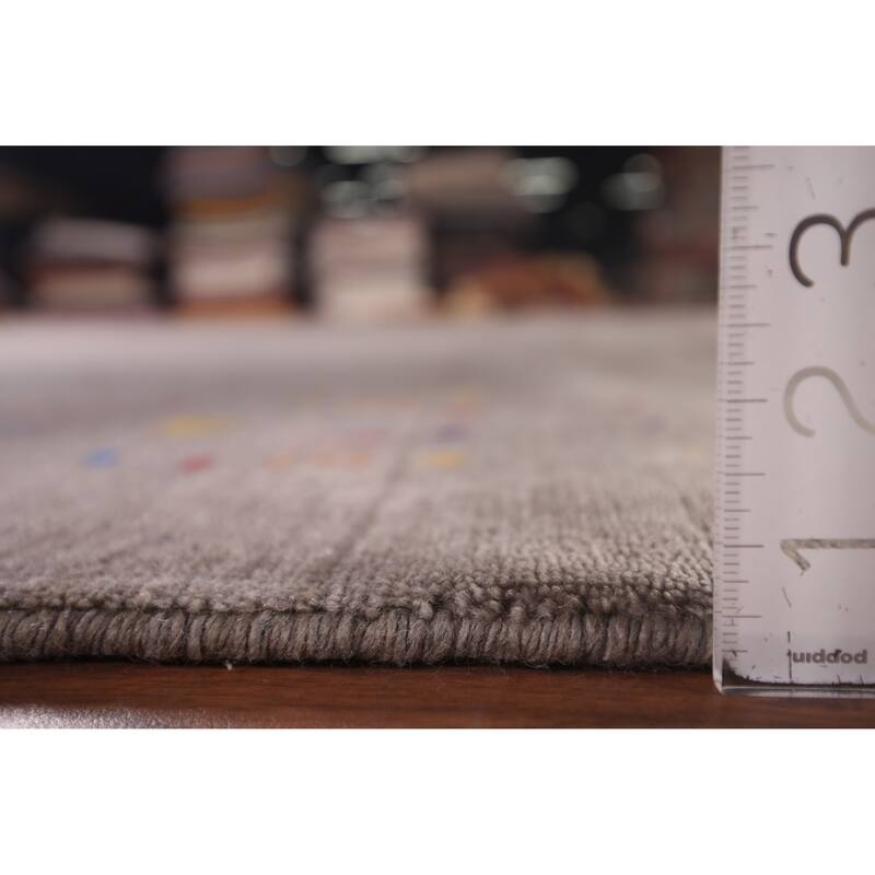 Gabbeh Oriental Area Rug Hand-Knotted Tribal Brown Wool Carpet - 7'8"x 9'9"