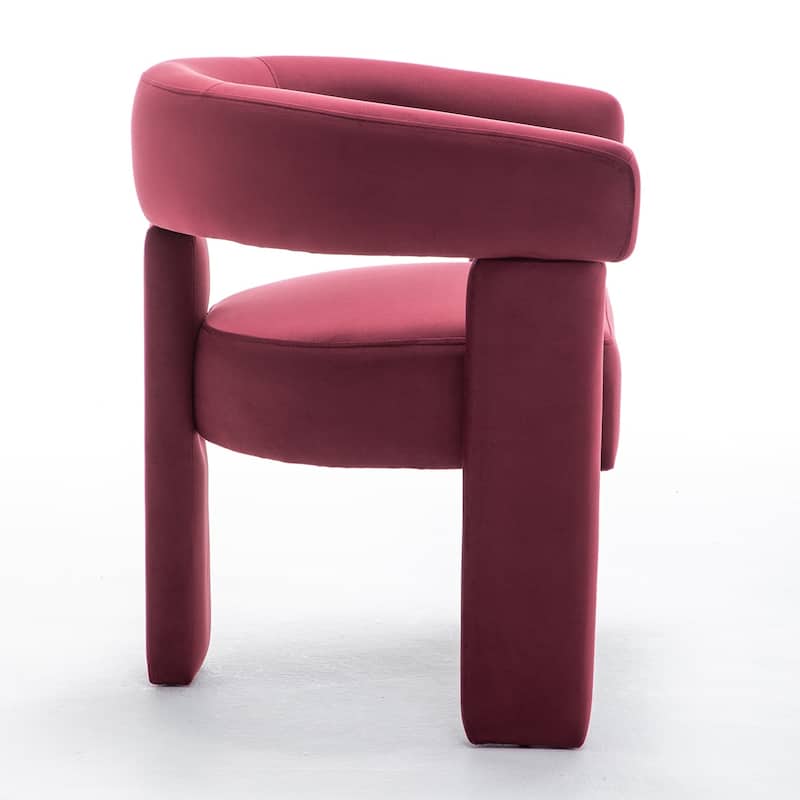 SEYNAR Modern Velvet Accent Chair, Upholstered Barrel Armchair with Curved Back and Thickened Padded Seat