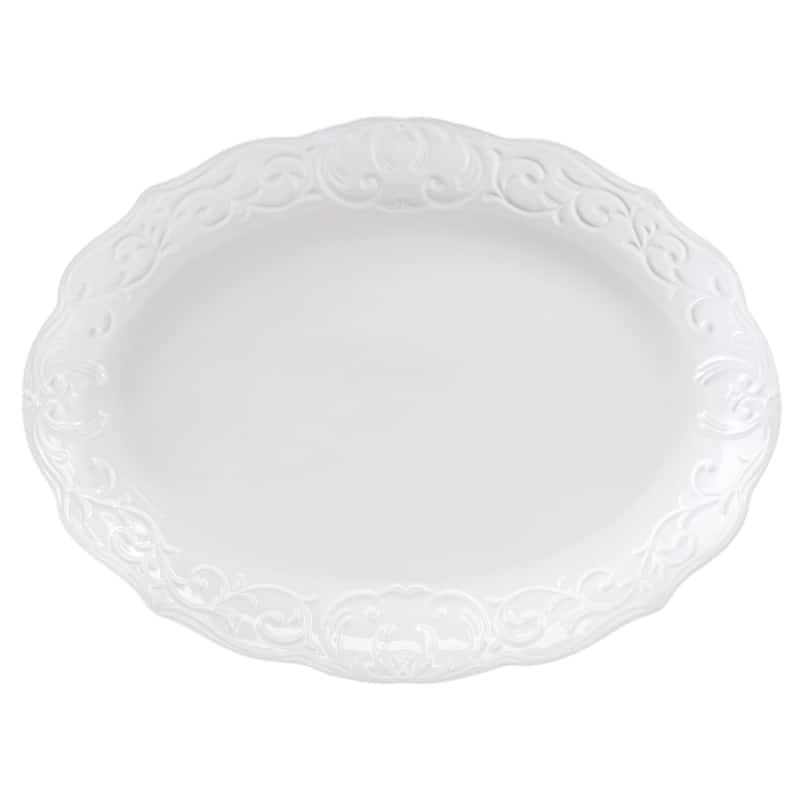 18.75 x 14 Inch Durastone Oval Platter in White - White