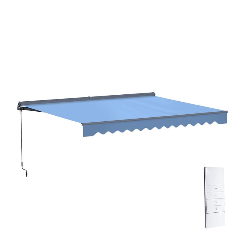 ALEKO Moroccan Semi-Cassette Motorized Patio Awning - Sky Blue - 20 x 10 Feet