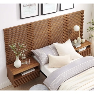 Vidalia Mid-century Modern Walnut Wooden Floating Twin Size Headboard ...