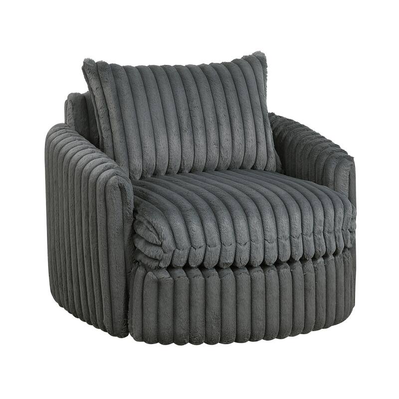 Genor 38.5" Corduroy Fabric Swivel Chair - 360-Degree Swivel - Dark gray