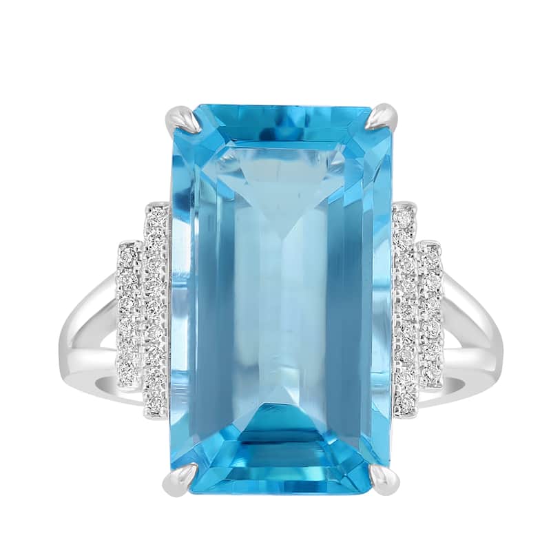 EFFY 14K Gold Diamond,Sky Blue Topaz Ring