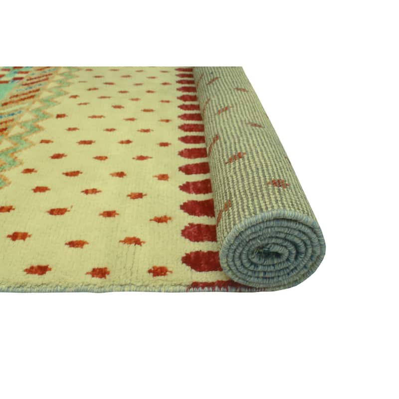 Balochi Adelayda Beige/Lt. Green Rug - 6'6" x 9'5"